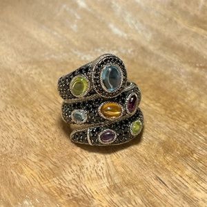 Judith Ripka Sterling Black Spinel & Multi-Gemstone Ring